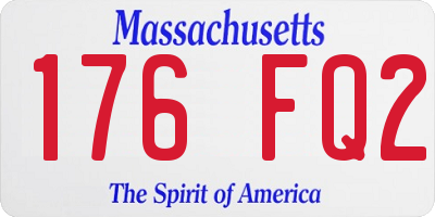 MA license plate 176FQ2
