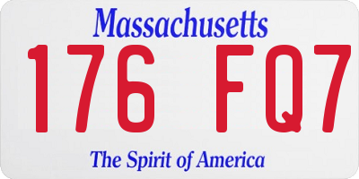 MA license plate 176FQ7