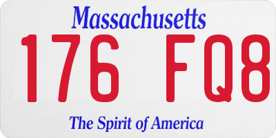 MA license plate 176FQ8