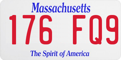 MA license plate 176FQ9