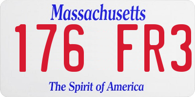 MA license plate 176FR3