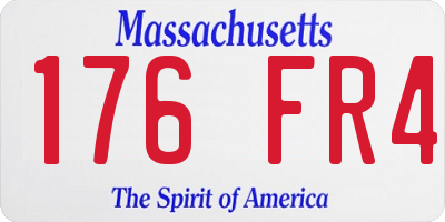MA license plate 176FR4