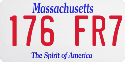MA license plate 176FR7