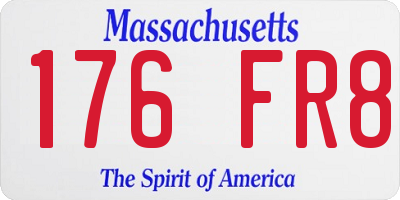 MA license plate 176FR8