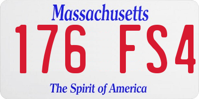 MA license plate 176FS4