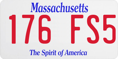 MA license plate 176FS5