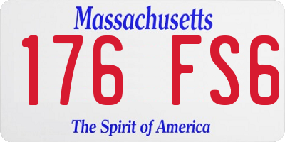MA license plate 176FS6