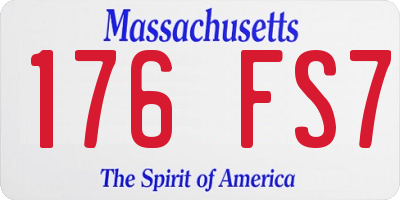 MA license plate 176FS7