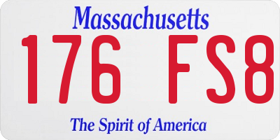 MA license plate 176FS8