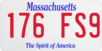 MA license plate 176FS9
