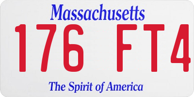 MA license plate 176FT4