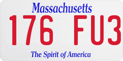 MA license plate 176FU3