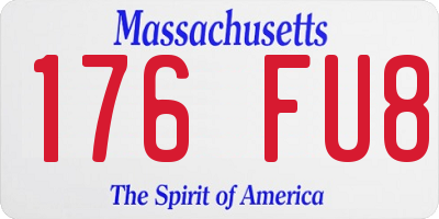 MA license plate 176FU8
