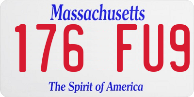 MA license plate 176FU9