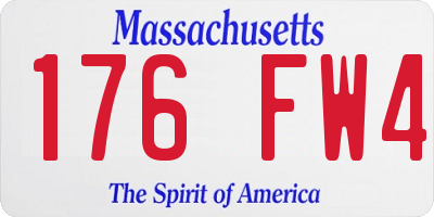 MA license plate 176FW4