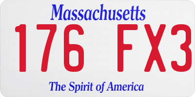 MA license plate 176FX3