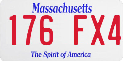 MA license plate 176FX4