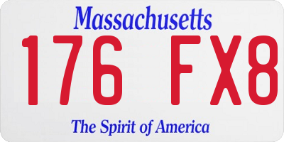 MA license plate 176FX8