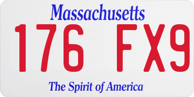 MA license plate 176FX9