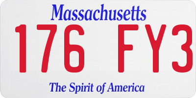 MA license plate 176FY3