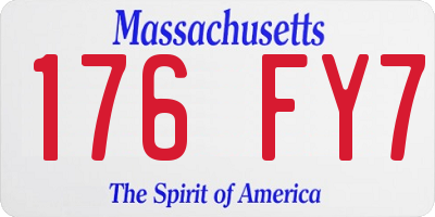 MA license plate 176FY7