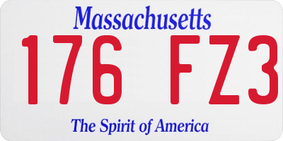 MA license plate 176FZ3