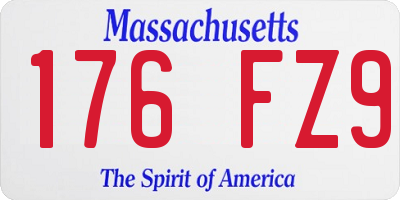 MA license plate 176FZ9