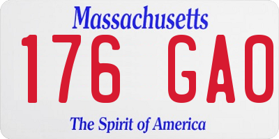 MA license plate 176GA0