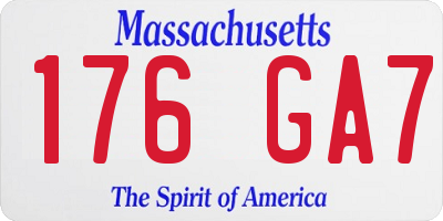 MA license plate 176GA7