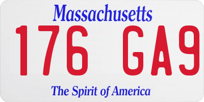 MA license plate 176GA9