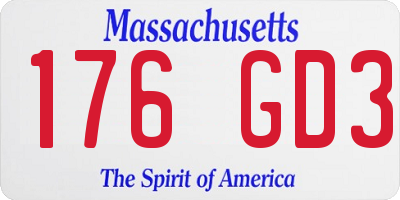 MA license plate 176GD3