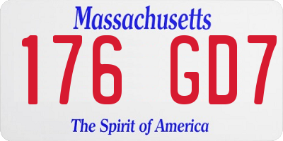 MA license plate 176GD7