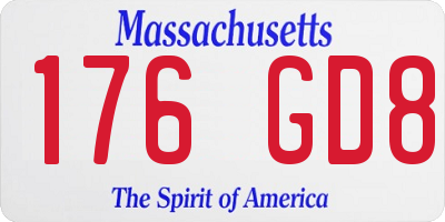 MA license plate 176GD8