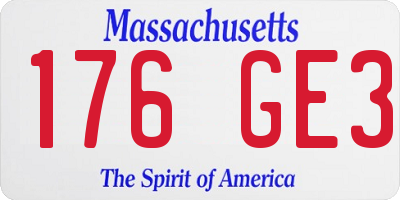 MA license plate 176GE3