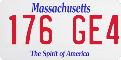 MA license plate 176GE4