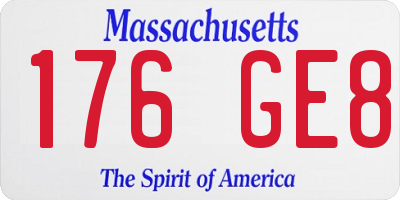 MA license plate 176GE8