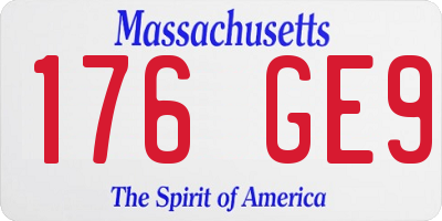 MA license plate 176GE9