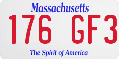 MA license plate 176GF3