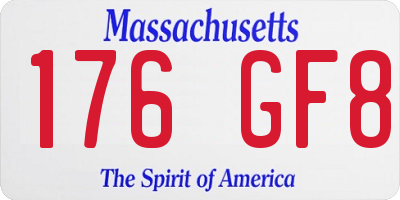 MA license plate 176GF8