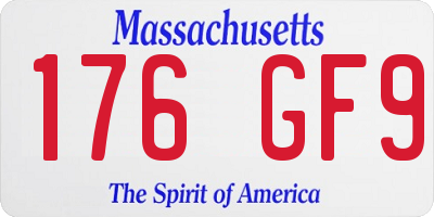 MA license plate 176GF9