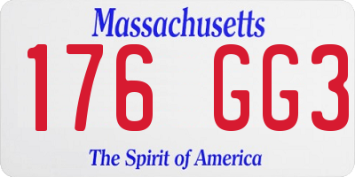MA license plate 176GG3