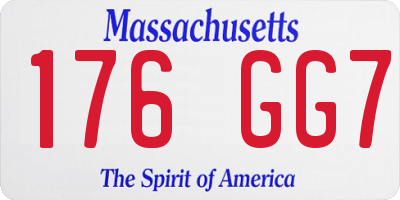 MA license plate 176GG7