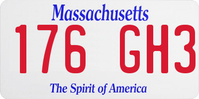 MA license plate 176GH3