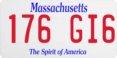 MA license plate 176GI6