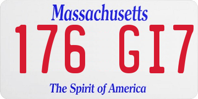 MA license plate 176GI7