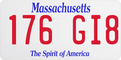 MA license plate 176GI8