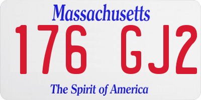 MA license plate 176GJ2