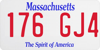 MA license plate 176GJ4