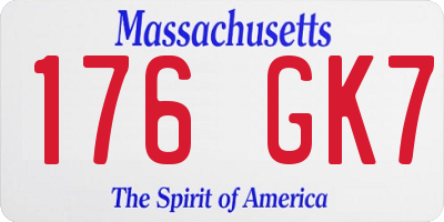 MA license plate 176GK7