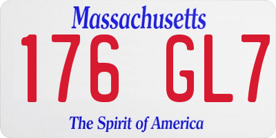 MA license plate 176GL7